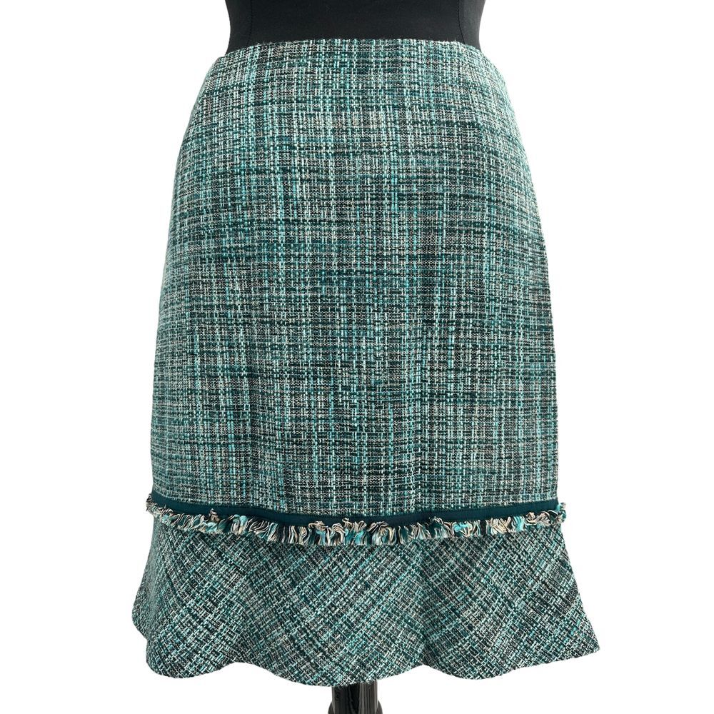 Liz‎ Claiborne Teal Tweed Pencil Skirt Size 4